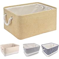 Los mejores  - Mangata Caja de Almacenamiento de Lona Engrosada Plegable con Asas de Cuerda (Lavable- Small- Beige)